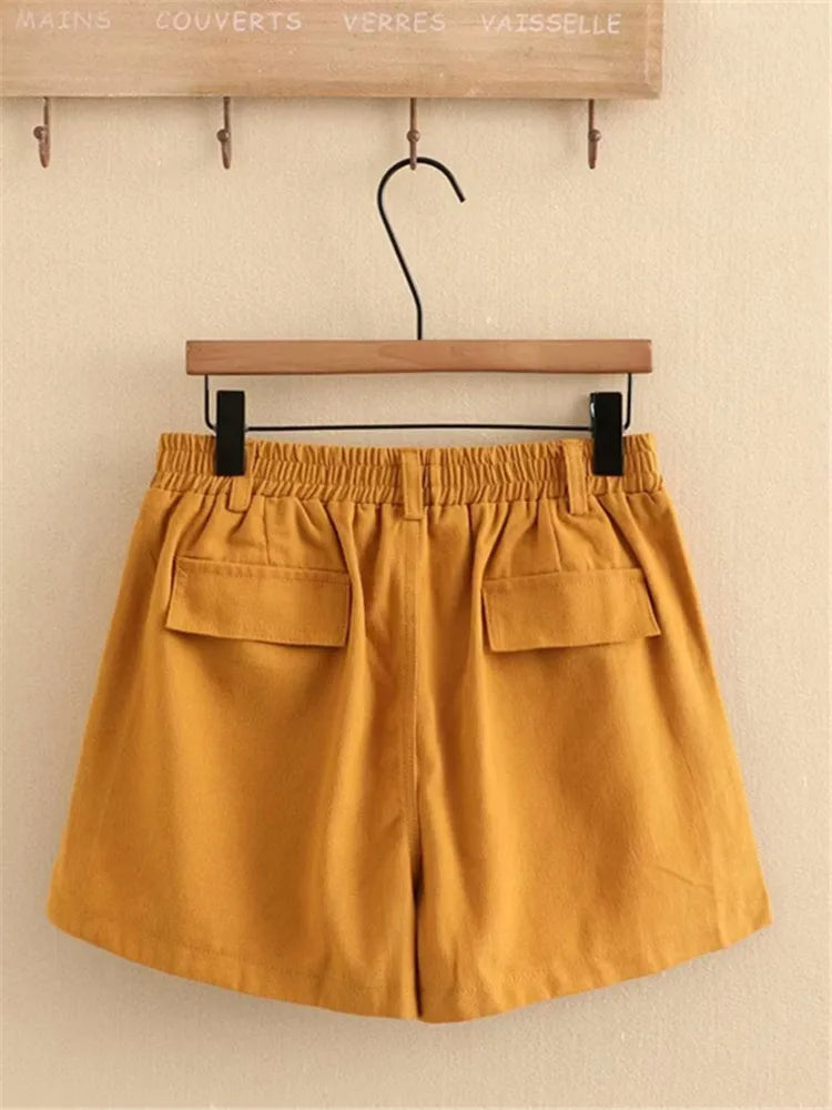 Plus Size Women's Clothing Summer Elasticated Waist Shorts Thin Casual Trousers With Three-Dimensional Pocket Decoration 3XL-5XL