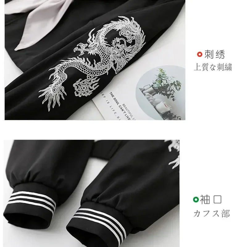 Japanese School Girl Uniform Pink Silver Dragon Sailor Outfit Skirt Sets JK Sailor Seifuku Uniform Cos Student School Clothes