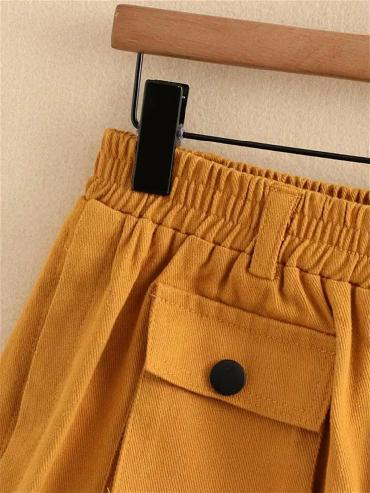 Plus Size Women's Clothing Summer Elasticated Waist Shorts Thin Casual Trousers With Three-Dimensional Pocket Decoration 3XL-5XL