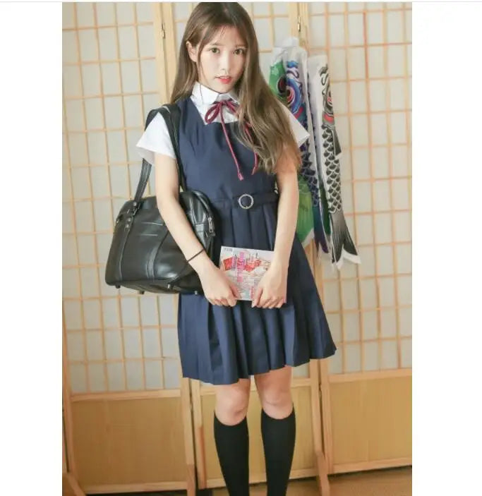 School Uniforms Short Sleeve and Long Sleeve Shirt and Vest Dress Japanese Preppy Style Girls Uniform Anime Costumes