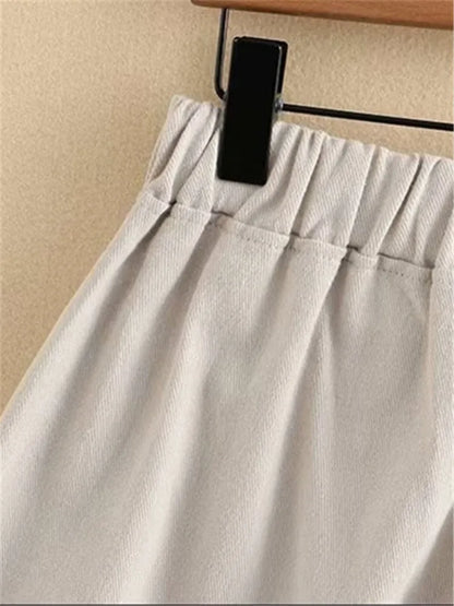 Plus Size Women's Clothing Summer Elasticated Waist Shorts Loose-Fitting Trouser Legs Of The Leg Thin Non-Stretch Solid Shorts