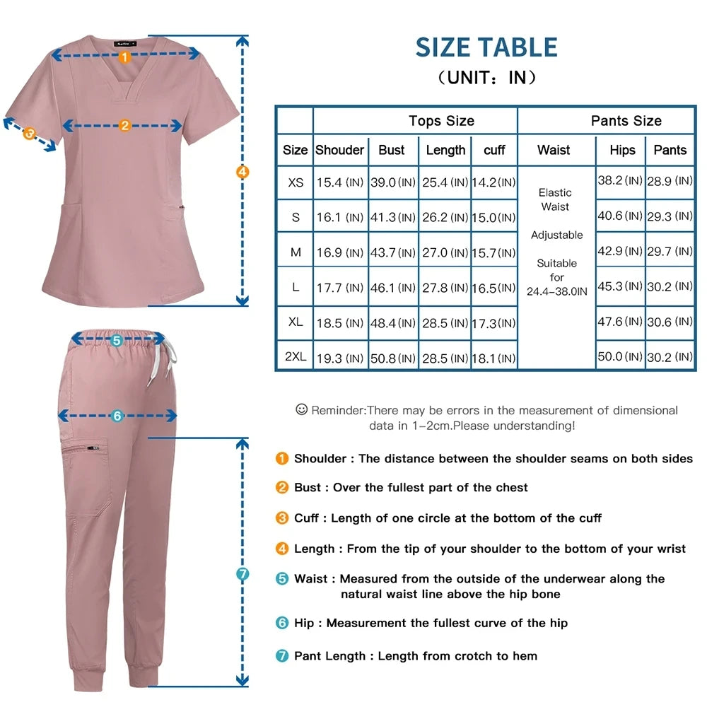 High Quality Nurse scrubs Medical Uniform Set women Short Sleeve Tops Pants Scrubs Suit Doctor Dentist Workwear Costume