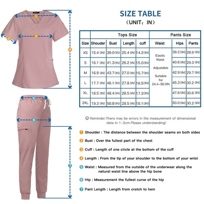 High Quality Nurse scrubs Medical Uniform Set women Short Sleeve Tops Pants Scrubs Suit Doctor Dentist Workwear Costume