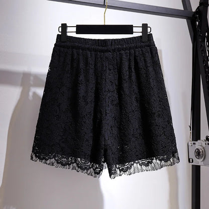 Women Summer Plus Size Sexy Lace Shorts Large Loose Black Wide Leg Short Female 3xl 4xl 5xl 6xl 7xl Y2K Clothing Free Shipping