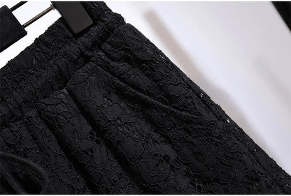 Women Summer Plus Size Sexy Lace Shorts Large Loose Black Wide Leg Short Female 3xl 4xl 5xl 6xl 7xl Y2K Clothing Free Shipping