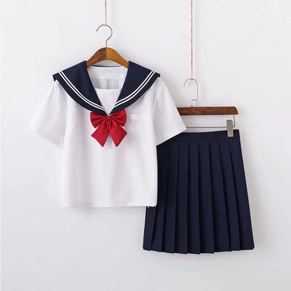 Japanese Style S-2XL Students Girls School Uniforms Girls Navy Costume Women Sexy Navy JK Suit Sailor Blouse Pleated Skirt Set