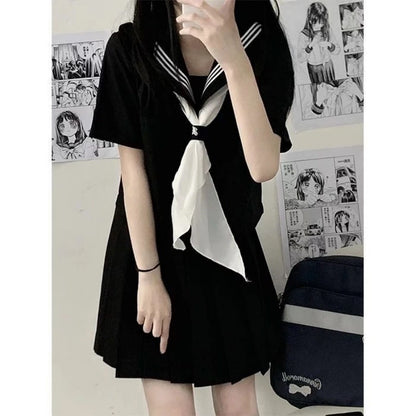 Japanese School Uniform JK Uniform Girl S-XXL  JK Japanese College Style Suit Sailor Costume Women Sexy Shirt Pleated Skirt