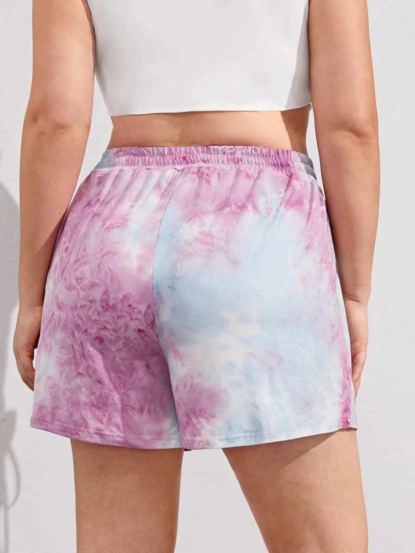 Plus Size Summer Loose Casual Shorts Women Drawstring Waist Wide Leg Tie Dye Athletic Shorts Plain Lounge Shorts Big Size 5XL