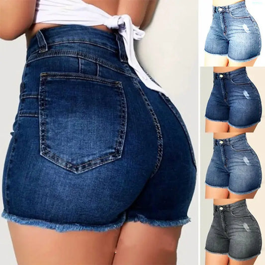 Summer Women's Hot Shorts High Waist Solid Color Woman Denim Shorts For Women Jean Shorts