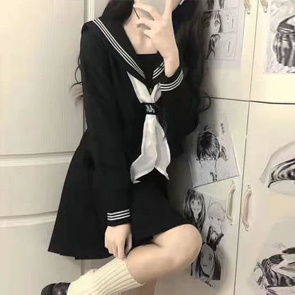 Japanese School Uniform JK Uniform Girl S-XXL  JK Japanese College Style Suit Sailor Costume Women Sexy Shirt Pleated Skirt