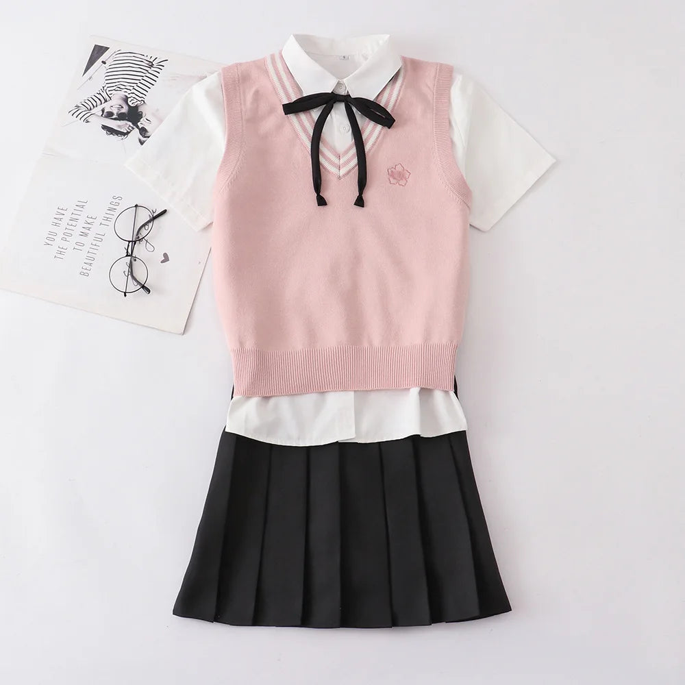 2024 Korean Female Student Suit Jacket Pleated Skirt Japanese Jk Uniform Set Girls School Dresses Sailor Suit