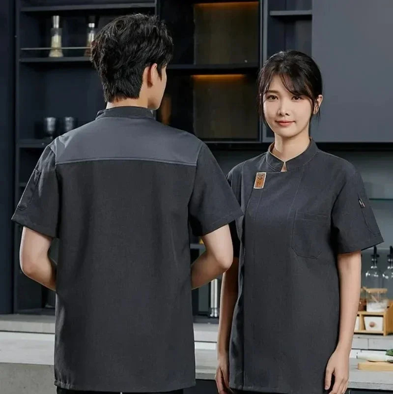 Tops Short Waiter Waitress Men Shirt Restaurant Cook Uniform Sleeve for Chef Women Bakery Long New Jackets Solid