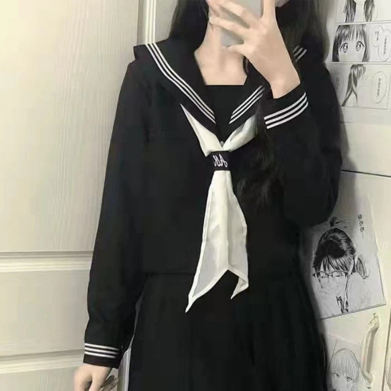 Japanese School Uniform JK Uniform Girl S-XXL  JK Japanese College Style Suit Sailor Costume Women Sexy Shirt Pleated Skirt