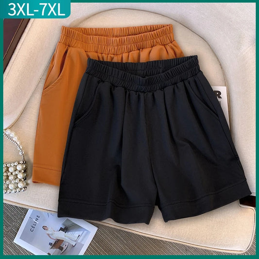 New Ladies Summer Plus Size hot pants For Women Large Size Loose Khaki Black Cotton Pocket Shorts 3XL 4XL 5XL 6XL 7XL