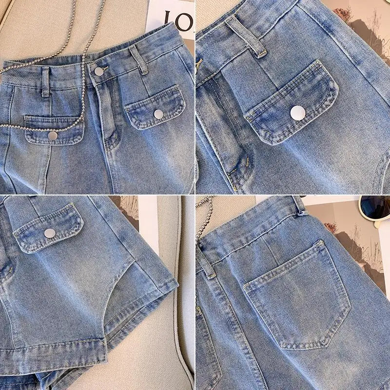 Plus Size L-4XL Denim Shorts For Women High Waist Fashion Summer Jean Pants High Street Y2K Clothing Free Shipping  Skirt Short