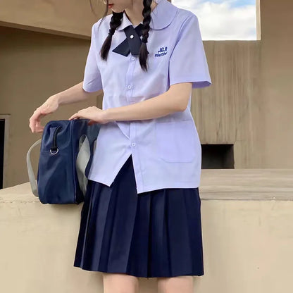 Thai School Uniform Round Neck JK Uniform Student Shirt Female Class Uniform Thai Shirt Taboo Girl High School Summer Suit