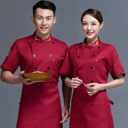 Breathable Chef Uniforms for Kitchen Staff in Dining and Baking Long-Sleeved Waiter Uniforms