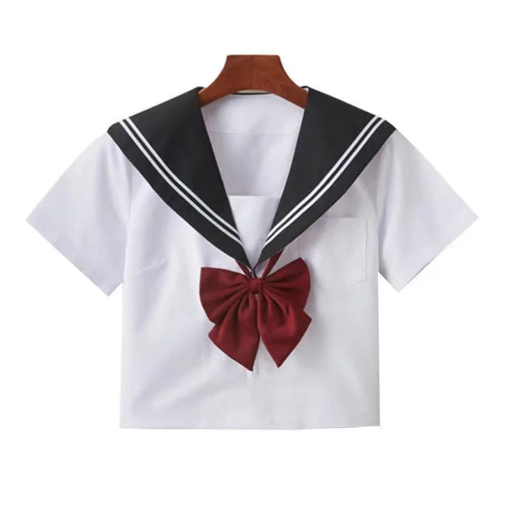 Japanese Style S-2XL Students Girls School Uniforms Girls Navy Costume Women Sexy Navy JK Suit Sailor Blouse Pleated Skirt Set