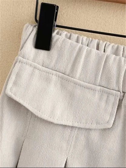 Plus Size Women's Clothing Summer Elasticated Waist Shorts Loose-Fitting Trouser Legs Of The Leg Thin Non-Stretch Solid Shorts