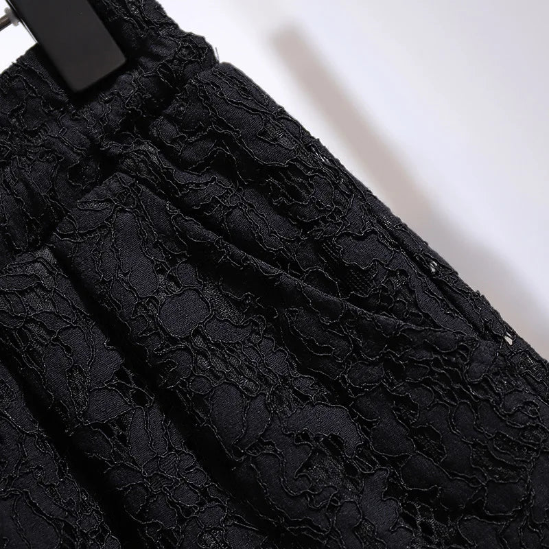 Women Summer Plus Size Sexy Lace Shorts Large Loose Black Wide Leg Short Female 3xl 4xl 5xl 6xl 7xl Y2K Clothing Free Shipping