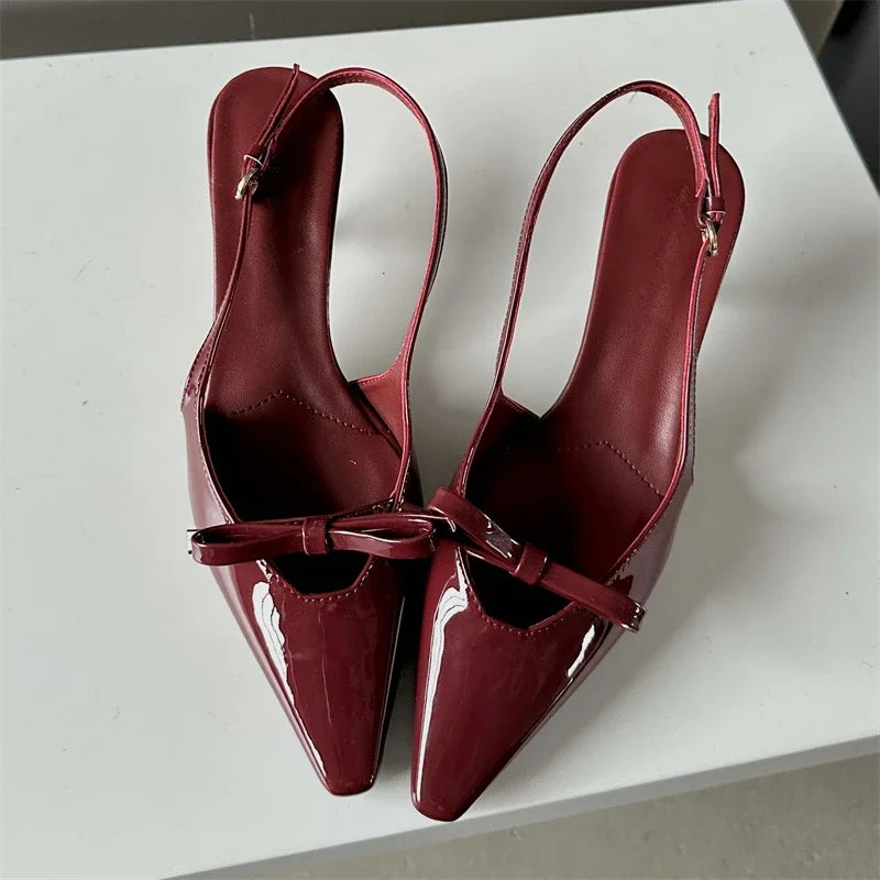 Eilyken Fashion Pointed Toe Pumps Sandals Elegant Woman Slingbacks Buckle Strap Thin Heels Female Wedding Party Mules Shoes