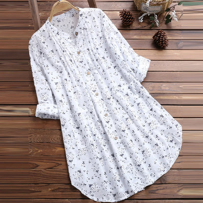 Women's Autumn Floral Long Sleeve Tunic T-Shirt Blouse Oversized Ladies Winter Casual Loose Tops Clothes Clothing 2023 Plus Size