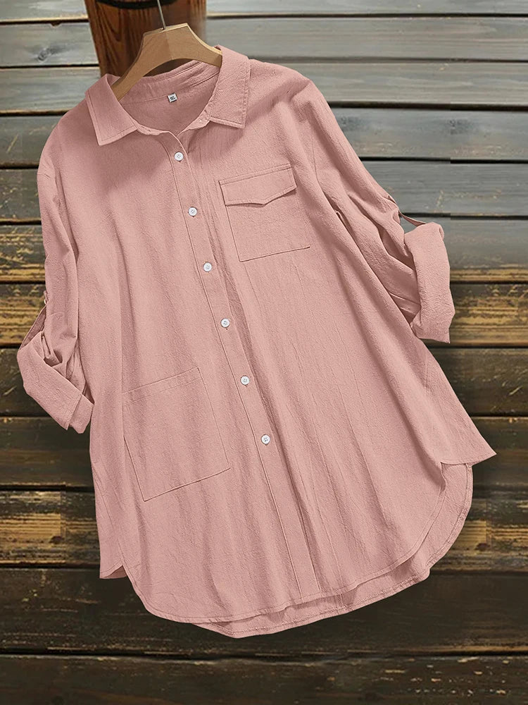 Plus Size 5XL Short Sleeve Linen Shirt Women Button Down Shirt Loose Casual Cotton Blouse Womens Tops Shirts Blusas