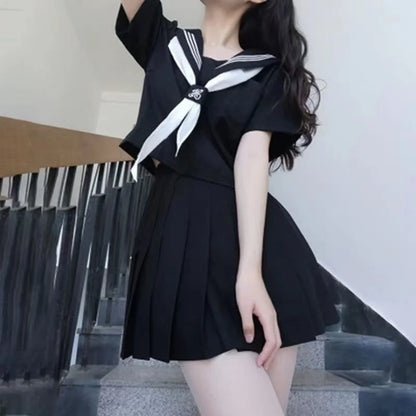 Japanese School Uniform JK Uniform Girl S-XXL  JK Japanese College Style Suit Sailor Costume Women Sexy Shirt Pleated Skirt