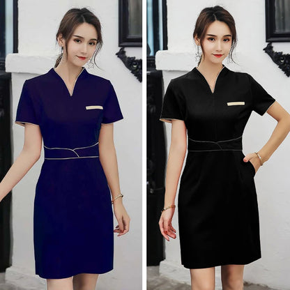 New Style Beauty Salon Uniform Massage Fashion Pink Dress Nail Technician Beautician Overalls Hotel Club Woman Work Gown