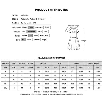 Vintage Women's Dresses Summer Ethnic Style Short Sleeve Tops Fashion Loose A-Line Skirt Elegant Casual Lady Vacation Dresses