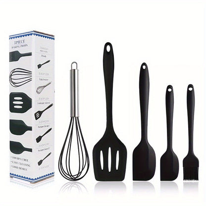 5-Piece Heat-Resistant Silicone Utensil Set - Durable, Easy-Clean Kitchen Tools for Modern Chefs