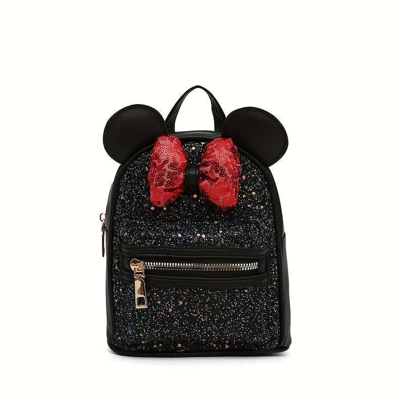 1pc Popular Fashion Big Ear Butterfly Bow Sequin Cute Backpack, Suitable For Children Aged 3-6 And Under 3.2 Feet/1 Meter Tall