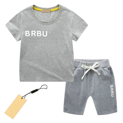 In stock 2-7 Years Designer Kids Clothing Sets T-Shirt Pants Set Brand printing Children 2 Piece pure cotton Clothing baby Boys girl Fashion Appare