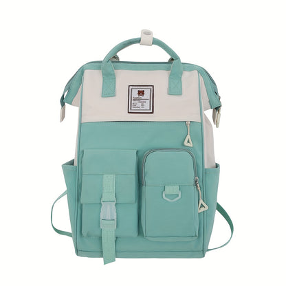 Trendy Japanese-Style Preppy Backpack - Large Capacity, Colorblock Design - Durable & Stylish School Rucksack for Women - Perfect Daily Use for Students