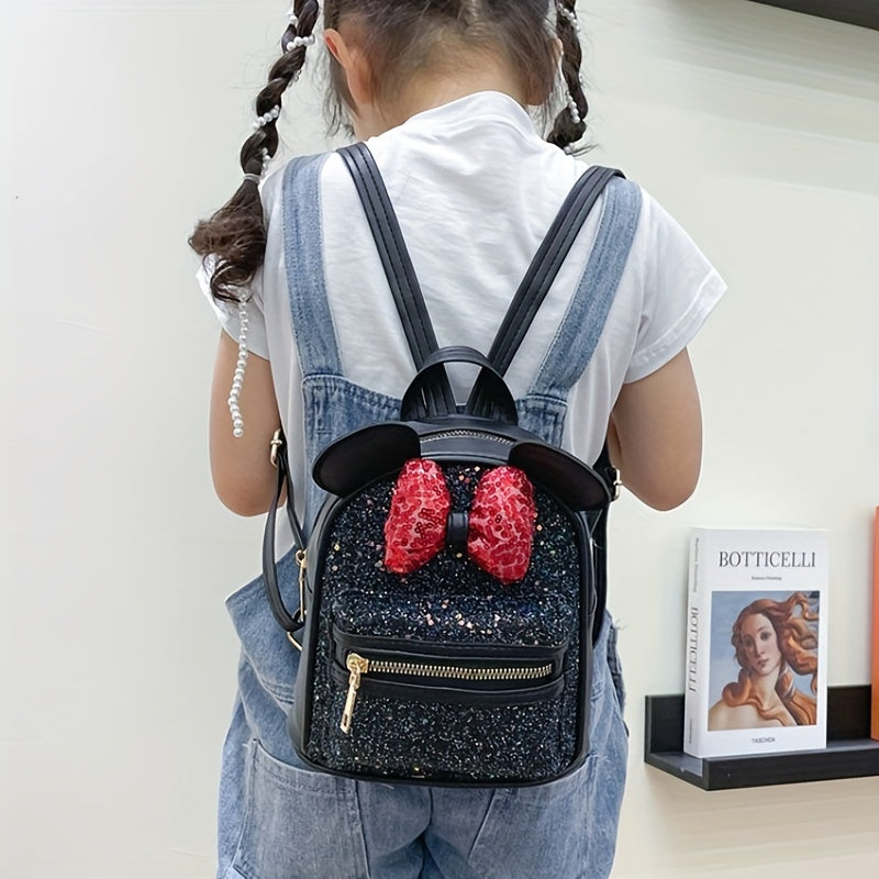 1pc Popular Fashion Big Ear Butterfly Bow Sequin Cute Backpack, Suitable For Children Aged 3-6 And Under 3.2 Feet/1 Meter Tall