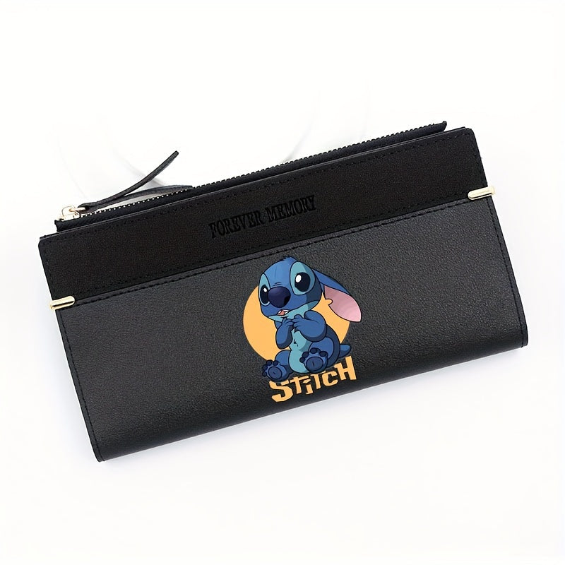 1pc Cute Anime Stitch Theme Wallet, Coin Card Holder, Long Wallet With Zipper For Men And Women