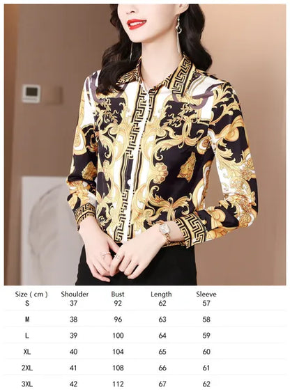 Vintage Butterfly Printed Runway Silk Blouses Women  Fashion Designer Striped Shirts Slim Business Office Ladies Button Spring Summer Long Sleeve Tops