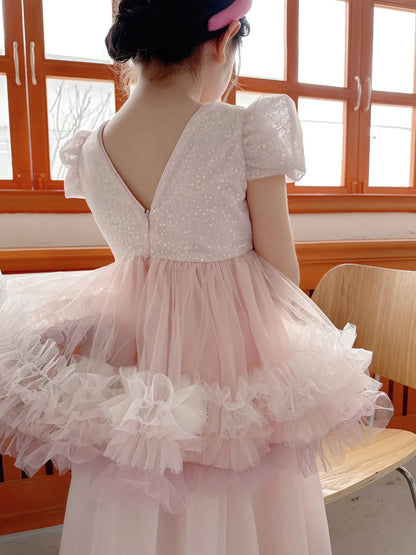 Customized style Kids Girls Lace Wedding dresses childrens formal dresses Fashion summer Princess Dress