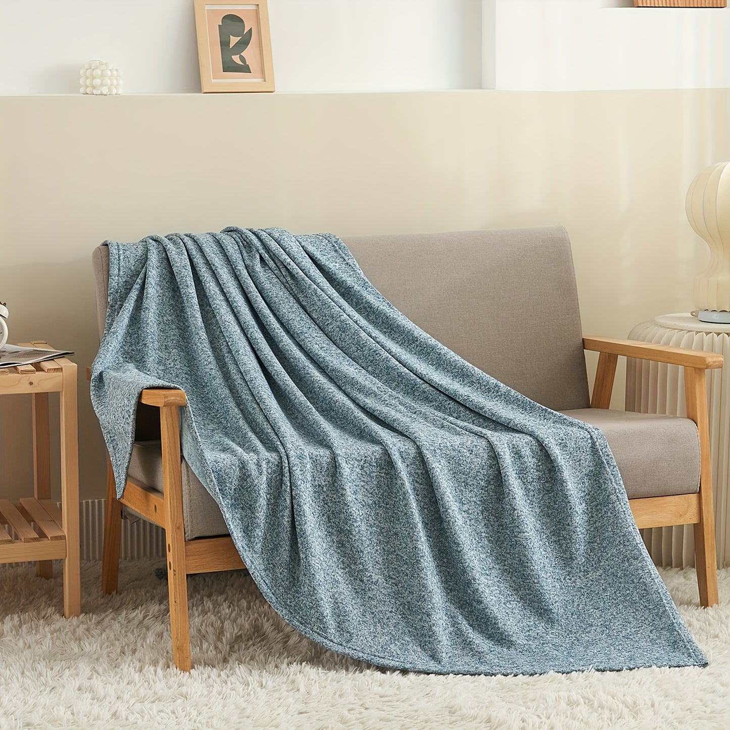 Sweatshirt Blanket Set TWIN (1blanket with 1 sham)/QUEEN (1blanket with 2 shams)/King (1blanket with 2 shams) 300GSM for  Jersey Knit  Thin Soft Breathable Blanket Set Brings a Stylish Appearance to Bedroom Living Room Couches for all year roud