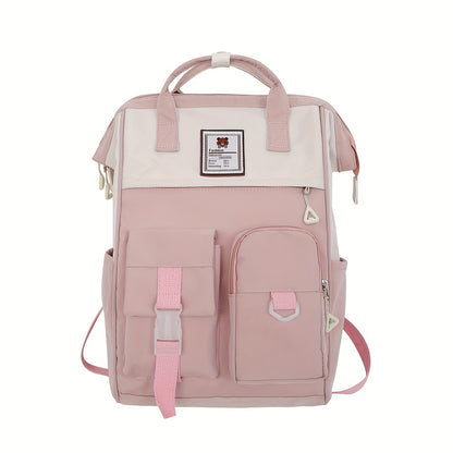 Trendy Japanese-Style Preppy Backpack - Large Capacity, Colorblock Design - Durable & Stylish School Rucksack for Women - Perfect Daily Use for Students