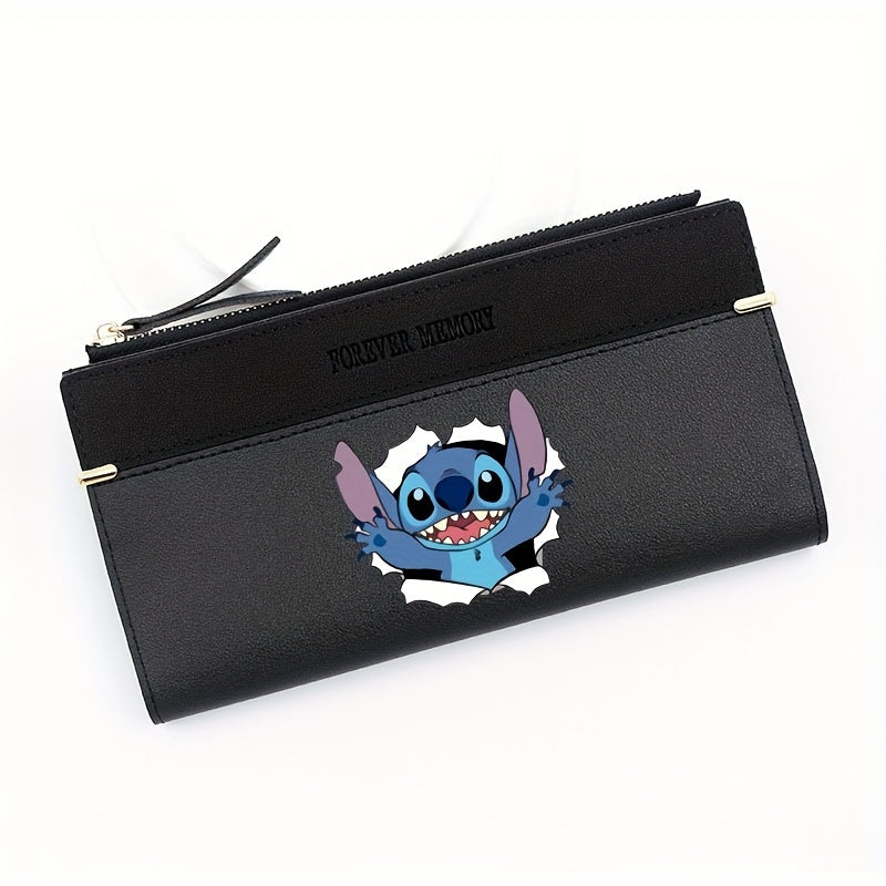 1pc Cute Anime Stitch Theme Wallet, Coin Card Holder, Long Wallet With Zipper For Men And Women