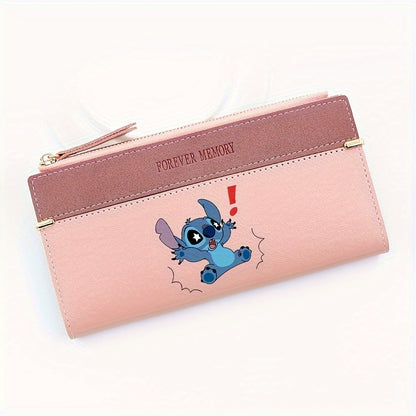 1pc Cute Anime Stitch Theme Wallet, Coin Card Holder, Long Wallet With Zipper For Men And Women