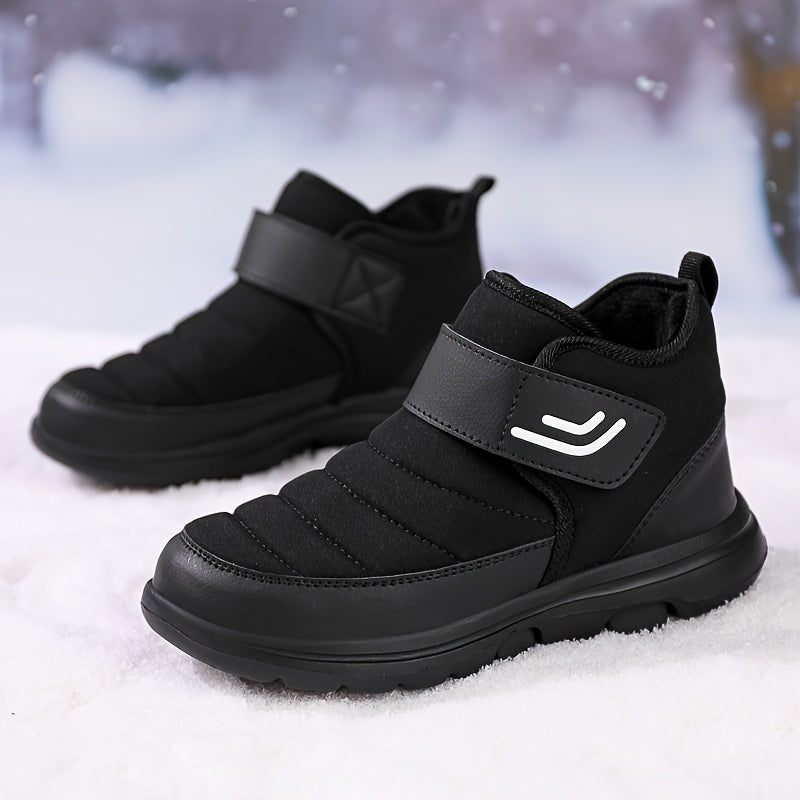 Men's Snow Boots, Warm Fleece Cozy Non-slip Ankle Boots Plush Comfy Outdoor Hiking Shoes Lined Trekking Shoes, Winter