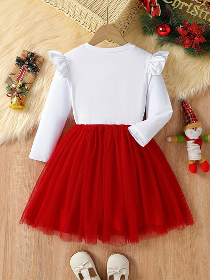 Whimsical Long Sleeve Tutu Dress for Girls - Casual Winter Fall Dresses for Kids with Sweet Party Look - Perfect Christmas Gift Idea