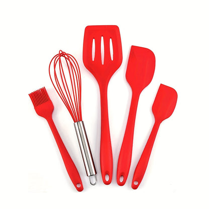 5-Piece Heat-Resistant Silicone Utensil Set - Durable, Easy-Clean Kitchen Tools for Modern Chefs