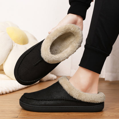 Plus Size Men's Warm Cozy Slides, Comfortable Fuzzy Soft Slippers, Plush Comfy Non-slip Home Shoes For Indoor Outdoor Bedroom, Winter