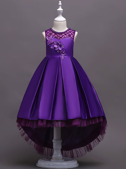 Stunning Girls' Tutu Dress - High-Low Tail, Sparkly, Elegant, and Comfortable - Perfect for Christmas, Birthday, Wedding, and Performance Occasions