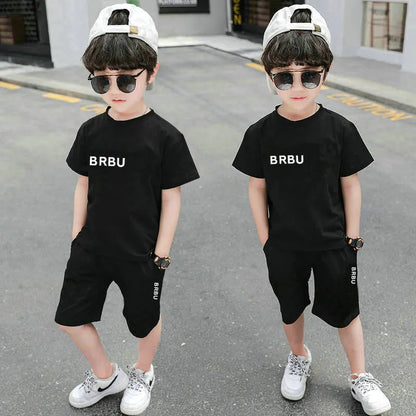 In stock 2-7 Years Designer Kids Clothing Sets T-Shirt Pants Set Brand printing Children 2 Piece pure cotton Clothing baby Boys girl Fashion Appare