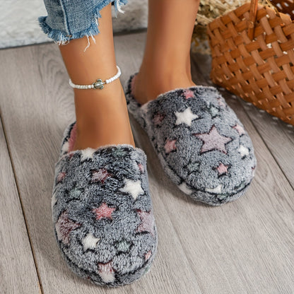 Cozy Winter Slippers: Soft Fleece with Cute Star Patterns - Perfect for Indoor Comfort