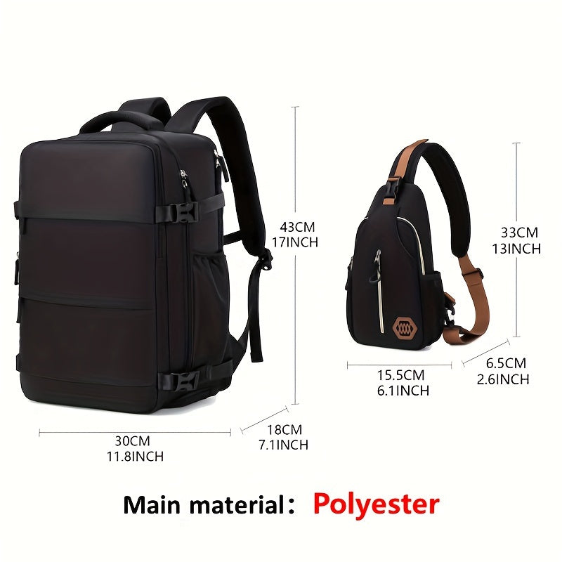 1/2pcs Water-Resistant Laptop Backpack for Men and Women - Spacious Travel Bag with Laptop and Shoe Compartments, Adjustable Straps, and Polyester Lining - Ideal for Outdoor Camping, Halloween, Christmas, Thanksgiving Travel and Gathering Gift